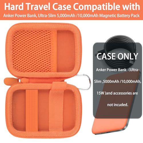 Image of khanka for Anker Nano Magsafe Power Bank Ultra-Slim 5,000Mah & Maggo Power Bank 10K Case,Compatible with Anker A1667 /A1665 /A1664 Slim Magnetic Charger, Protective Carrying Case Only (Orange)