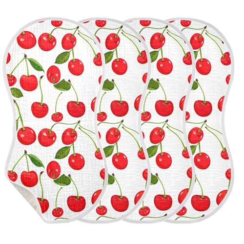 xigua Red Cherries Baby Burp Cloths for Newborn Boys and Girls 1 Pack, Soft & Absorbent Cotton Baby Burp Cloth, Baby Washcloths, Newborn Towel, Burp Rags3