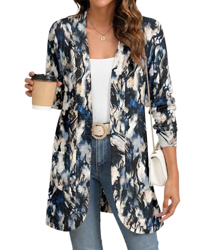 Image of YSYOKOW Cardigan Sweaters for Women Long Sleeve Open Front with Pockets | Long Cardigans for Women Lightweight Soft Casual Dressy Loose Fit Cardigan Sweater with Pockets for Work and Office