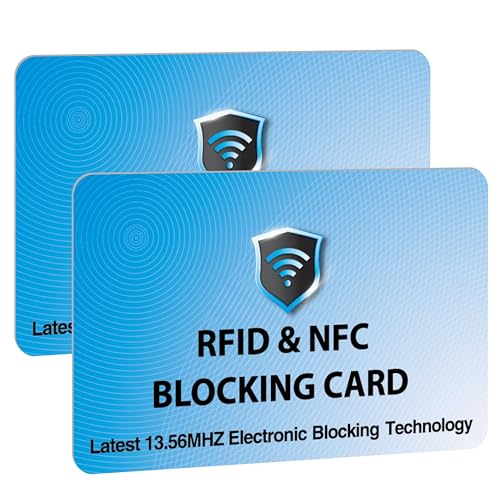 Image of SaiTech IT 2 Pack RFID Blocking Cards Protect Your Entire Wallet, Purse, and Cards from NFC Contactless Theft Wallet for Men & Women - Sky Blue