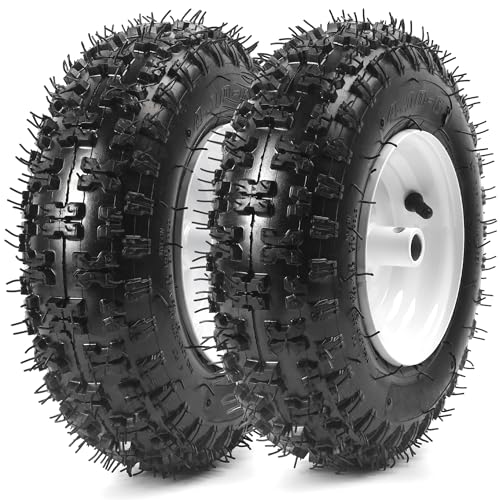 AR-PRO 13x4.10-6 Snow Blower Tire Assembly, 4PR Tubeless Tire with Steel Rim, 3/4' Bore Hole & 4.2' Offset Hub, Compatible with Ariens 07101238 (2-Pack)