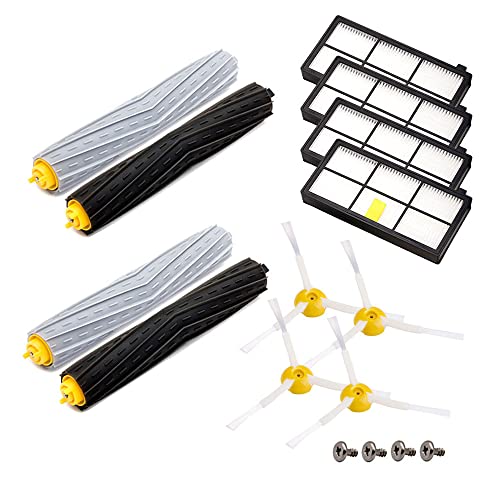 Neutop teile für iRobot Roomba 800 900 Serie 860 870 877 880 890 891 895 960 980 985 801 805 Zubehör mit 2 Rollenausdreher-Sets 4 Hepa-Filter 4 Seitenbürsten und 4 Schrauben.