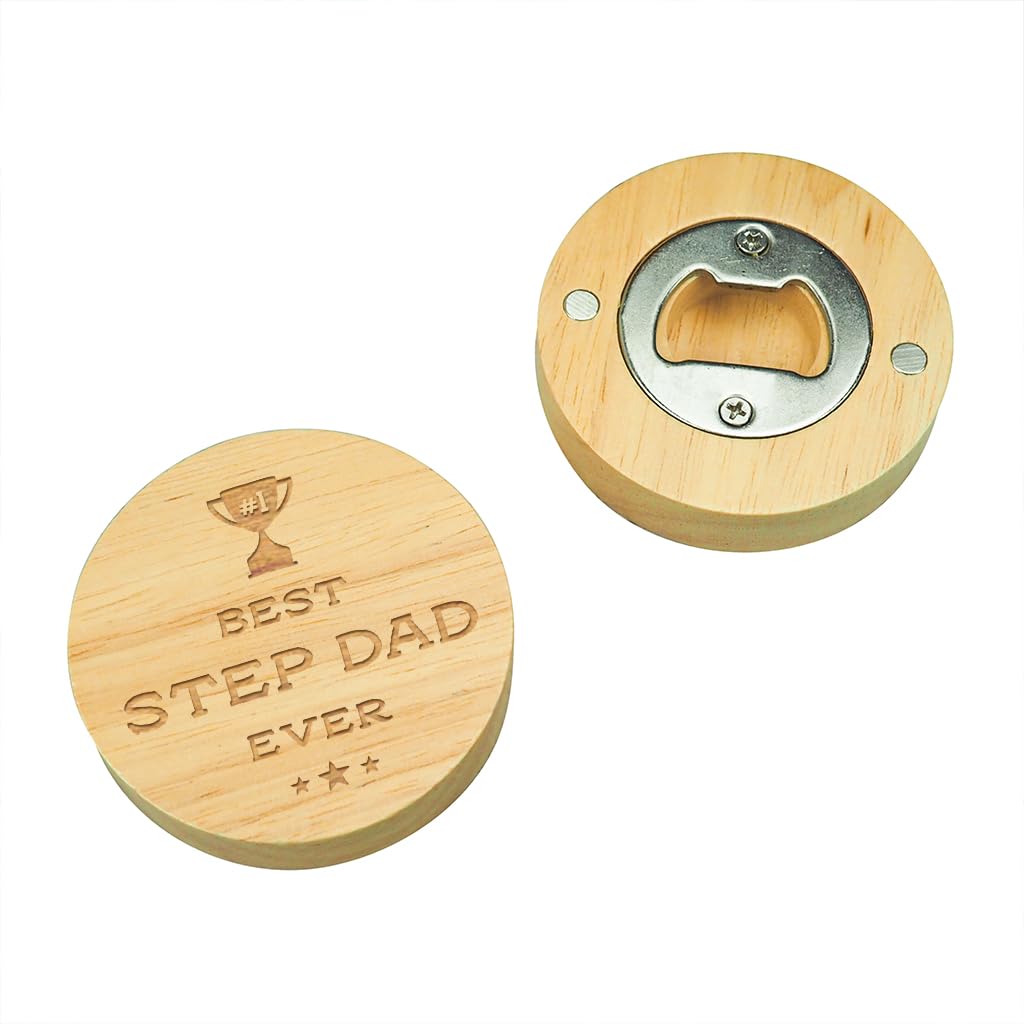 Engraved ‘Best Step Dad Ever’ Magnetic Bottle Opener - Birthday Keepsake For Stepdad - Fathers Day Gift For Step Dad - Beer Gift For Him Men - Drinking Accessories For Dad