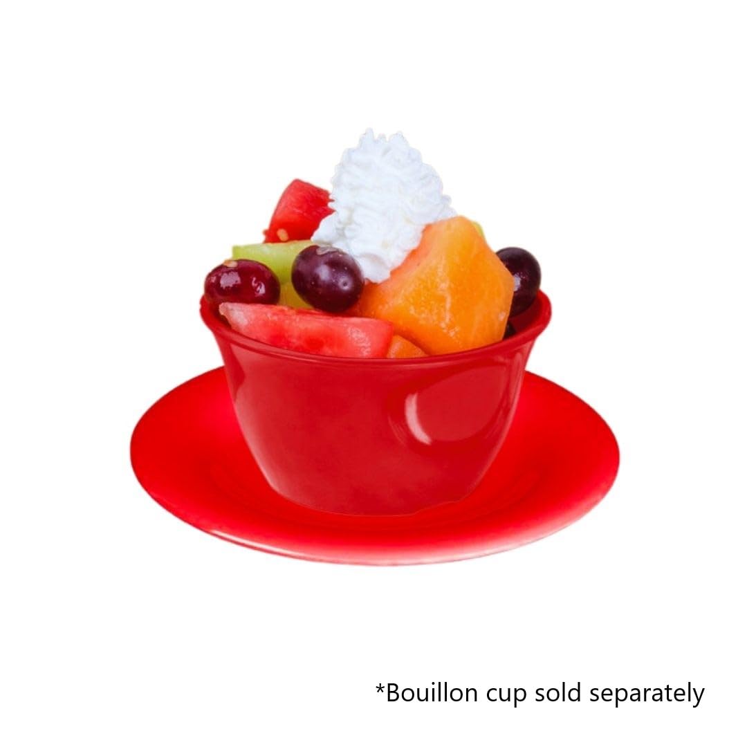 TrueCraftware- 5-1/2” Saucer Melamine Pure Red Color Set of 12 for Bouillon Cup/Mug Cup - Dishwasher Safe Break-Resistant Appetizer Dessert Plates Coffee Cup Saucers Drinkware Home Cafe Restaurants