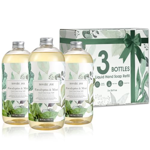 ROMIIE ZOI Eucalyptus & Mint Liquid Hand Soap Refill, Gentle & Moisturizing Formula, Natural...