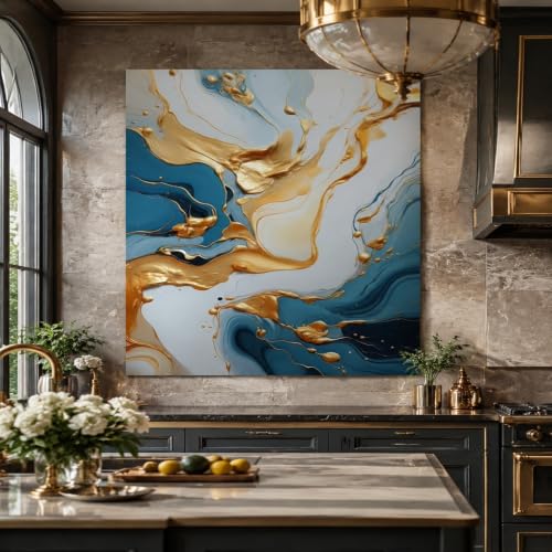 Tapisserie murale 160x230cm bleu blanc jaune decoration salon moderne