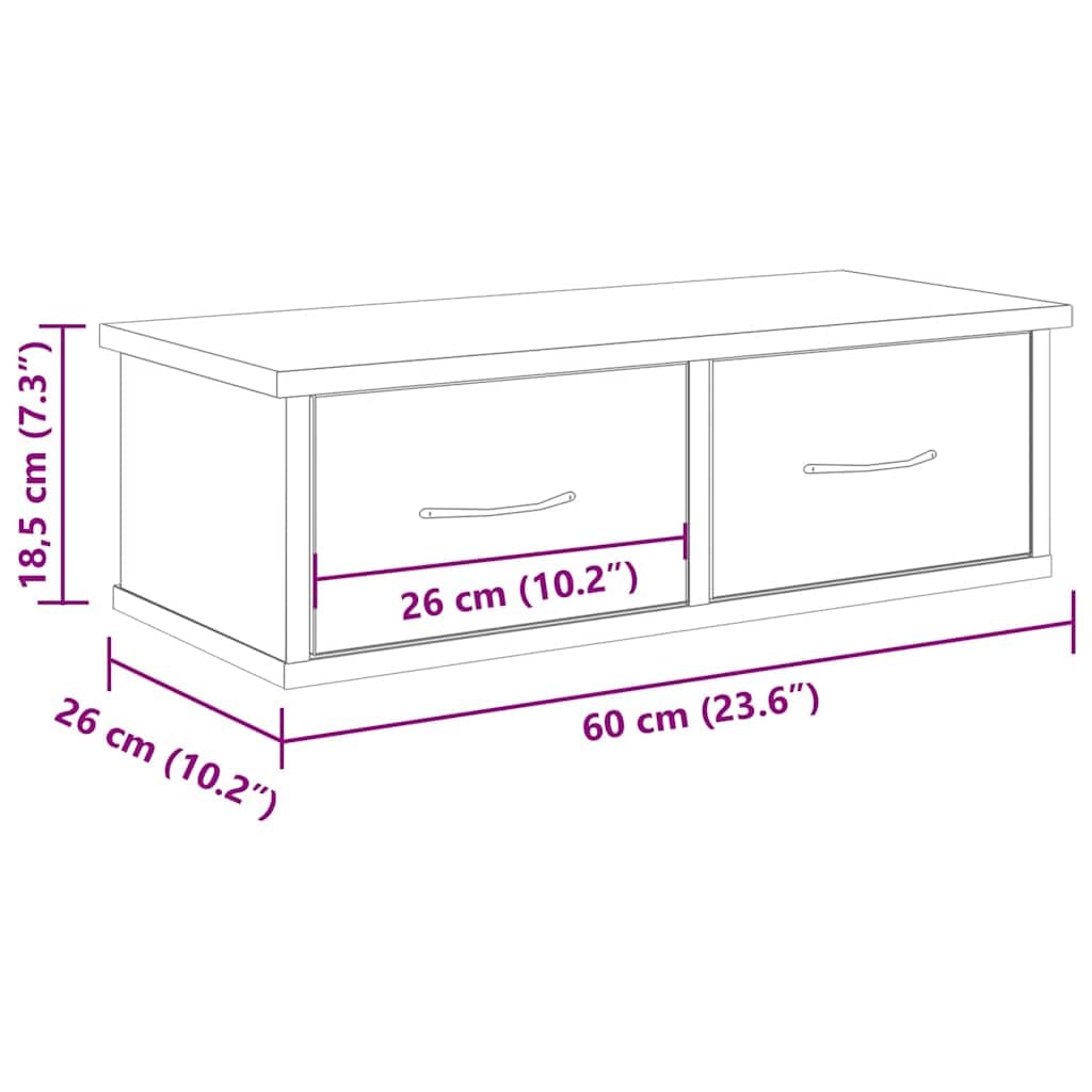 vidaXL Armario Pared Madera de ingeniería Roble Artesano 60x26x18,5 cm, Armario de Pared para TV, Mueble de Pared para TV, Mueble Flotante para TV