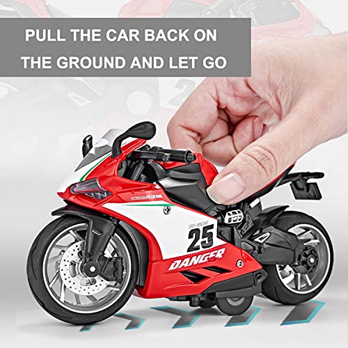 Gilumza Pull Back Motorcycle Toys, Pullback Gift with Music Light, Race Motorcycles Toy for Boys Kids Age Over 3 4 5 6 7 8 Year Old (Redwhite) - Image 6