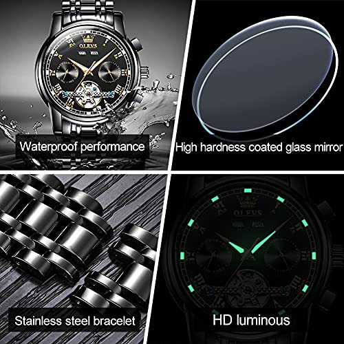 Image of OLEVS Watch Men Mechanical Luxury Classic Fashion Dress Men's Watches Waterproof Stainless Steel Self Winding Watches for Men Large Face Diamond Date No Battery Mens Watch Relojes para Hombres