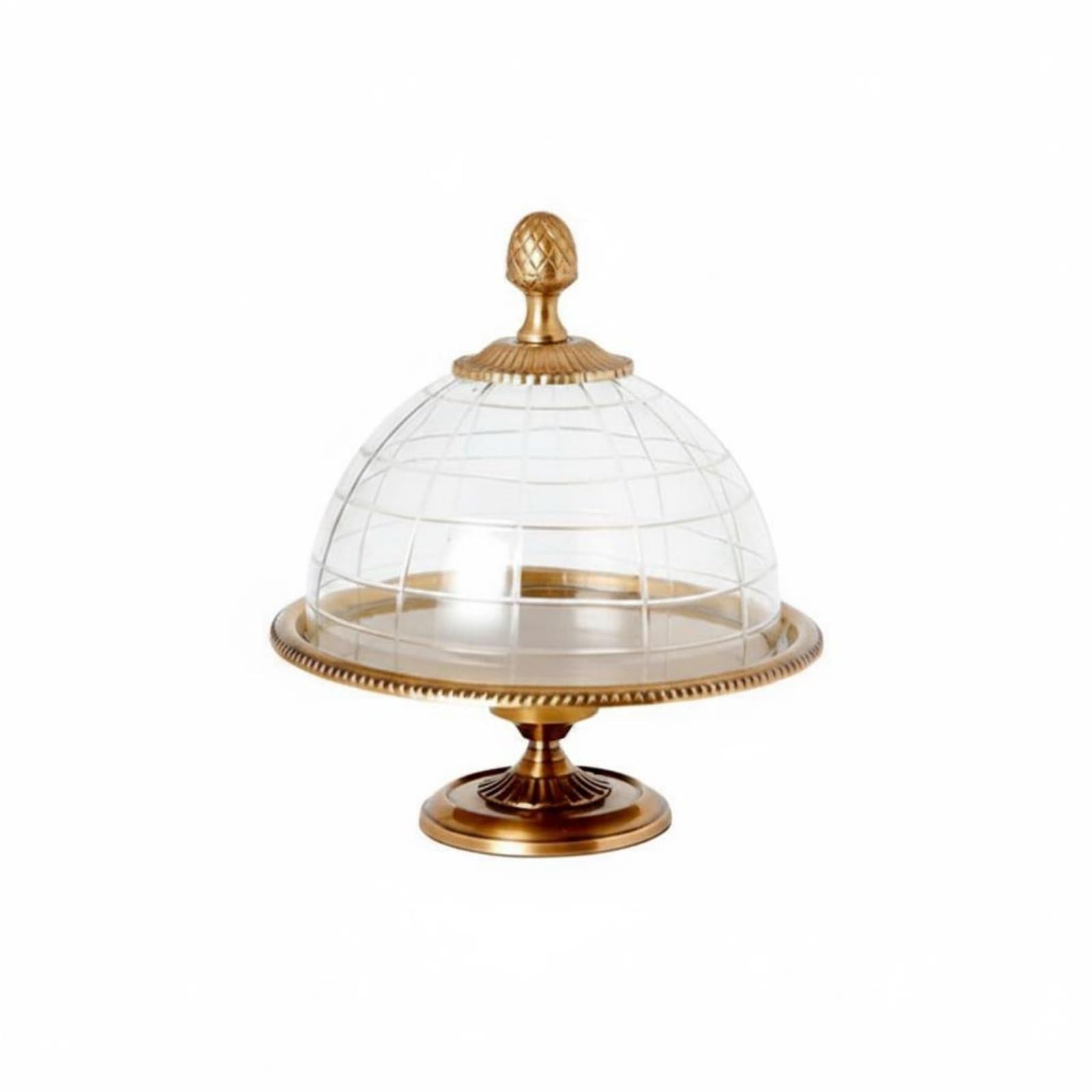 Bandeja para Postres Soporte para Pasteles Expositor para Tartas para Dulces con Ornamentos Clásicos y Base Estable en, Cúpula con Bandeja, Estilo Clásico