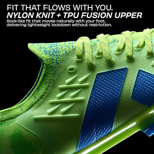 Image of Nivia Aura Football Shoes for Men, Fusion Knit TPU Upper with 3D Texture, Ortholite Sockliner, High Shear TPU Stud Sole for Firm Ground Control and Agility