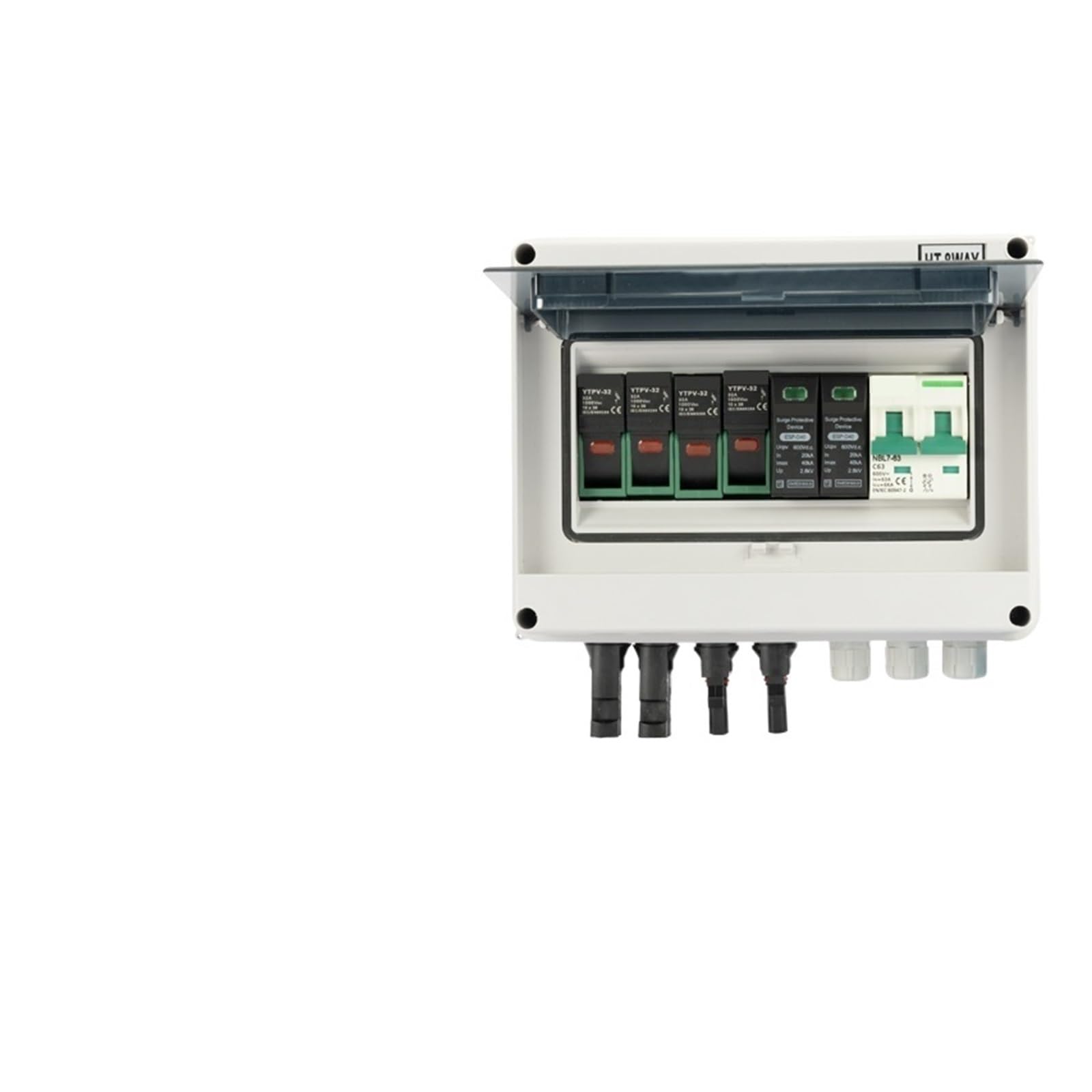 RWRAPS Scatola combinatrice DC Impermeabile for Esterni 2 Stringhe 2 ingressi 1 Uscita 600 V IP65 PV Protezione Contro Le sovratensioni solari