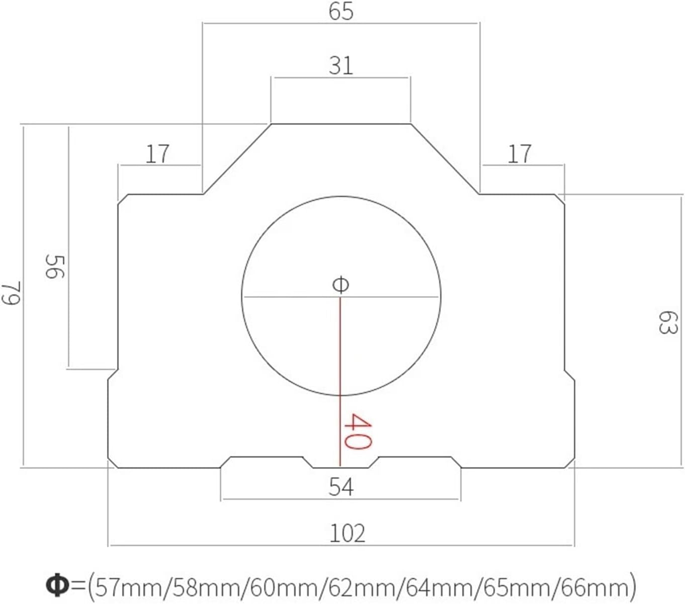 1pc Spindle Clamp 57/58/60/62/64/65/66mm Aluminum Mounts/Fixture/Chuck/Bracket Clamp/Holders(70mm)