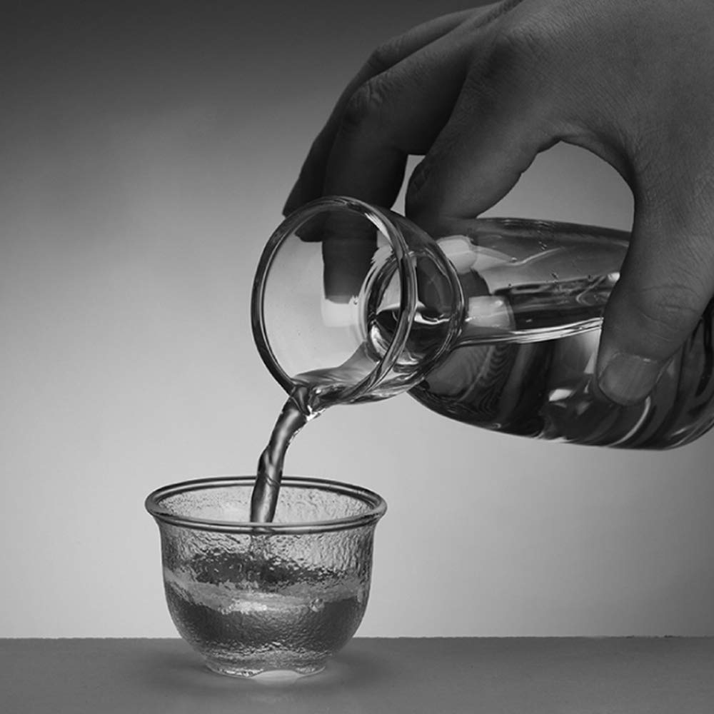 Juego de Sake japonés con Calentador, diseño de Textura Mate de Grano único, 7 Piezas Incluyen 1 Botella, 4 Tazas, 1 Estufa de Vela, 1 Calentamiento, para Sake frío/Tibio/Caliente/SH