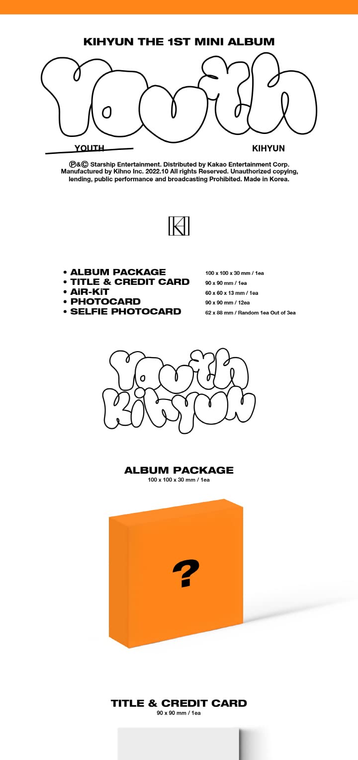 DREAMUS KIHYUN YOUTH 1st Mini Album KiT Version Air-KiT+Title&Credit card+Photocard+Selfie photocard+Tracking
