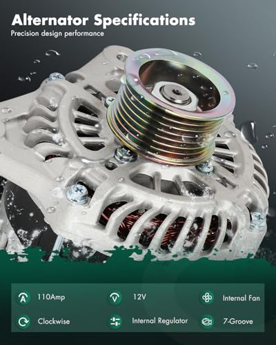Image of SCITOO Alternator Fits for Nissan for Versa 1.6L 2012-2018,for Nissan for Versa Note 1.6L 2014-2018,12V 110Amp CW 7-Groove 11547 A002TJ1791 A2TJ1791 23100-3BE1A