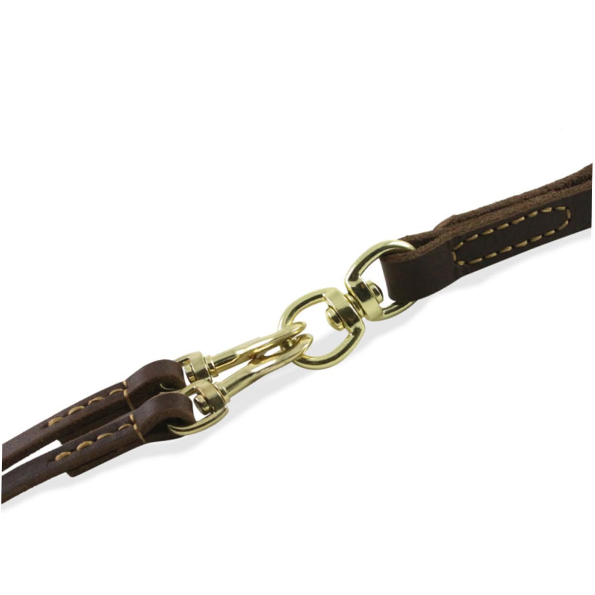 Guinzaglio Doppio a Due Teste in Pelle Bovina 1, 6x120 Cm | 1 Pezzo, Colore Caffè, per Cane e Cucciolo, Robusto e Traspirante, per Viaggi e Uso All’aperto