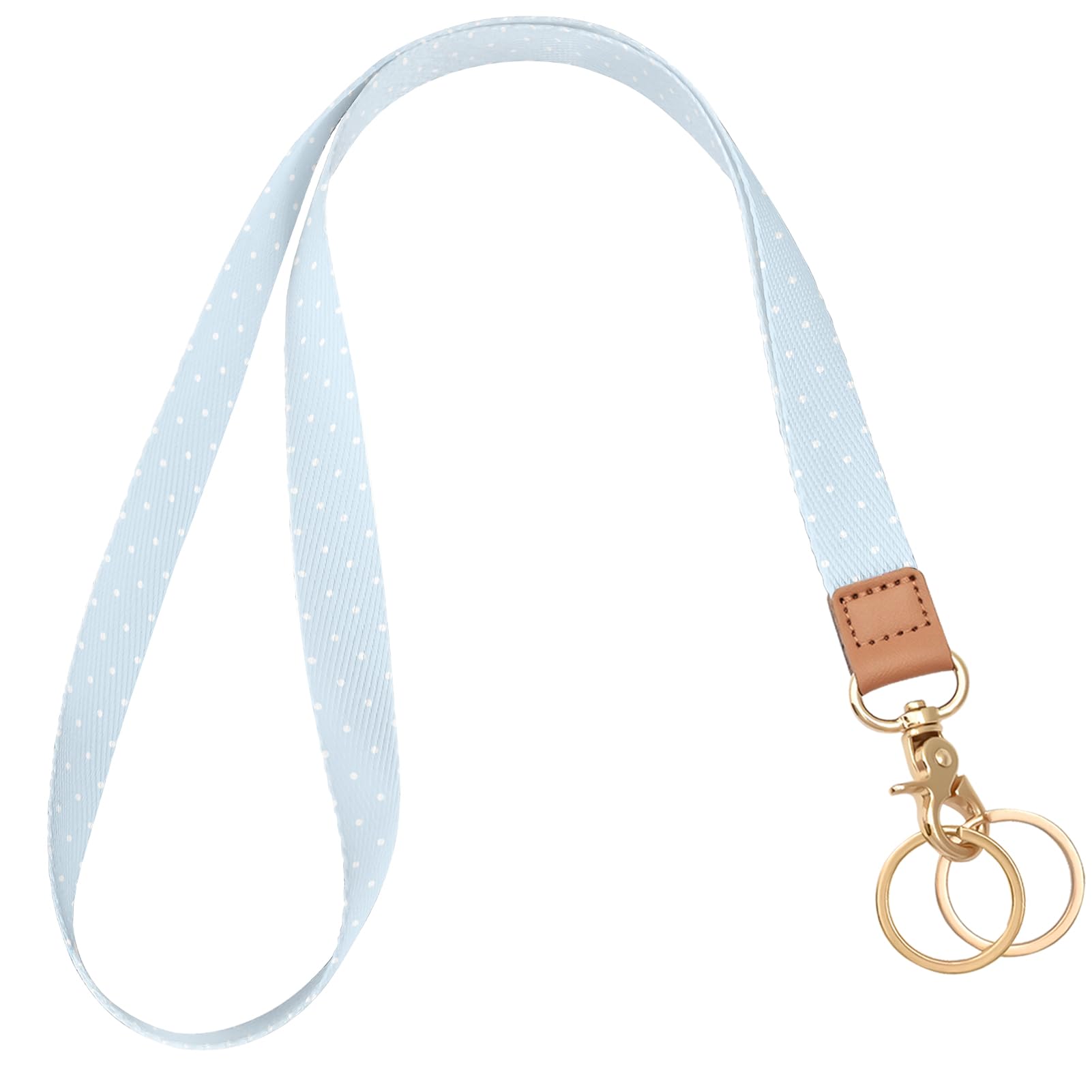 Knagsfa Lanyards for Keys, Neck Lanyards for ID Badges with Metal Hook, Cute Lanyard Keychain for Women, Blue Polka Dots