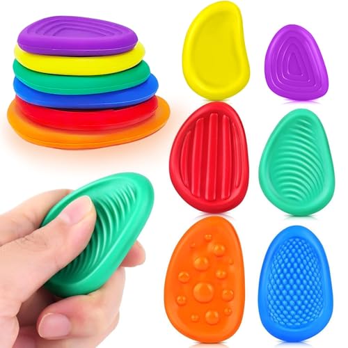 Fidget Toys Sensory Stones, 6 Stück Sensorik Spielzeug Anti Stress Spielzeug Stressabbau Erwachsene Antistress Worry Stone Fidget Toys Kinder für Erwachsene Konzentration Kinder Schüler ADHS Autismus