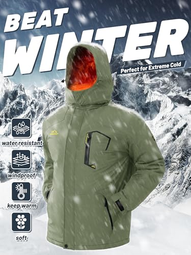 Image of TACVASEN Men's Winter Skiing Jackets Water Resistant Fleece Coats Insulated Thermal Snowboard Jacket Parka Raincoat with Hood