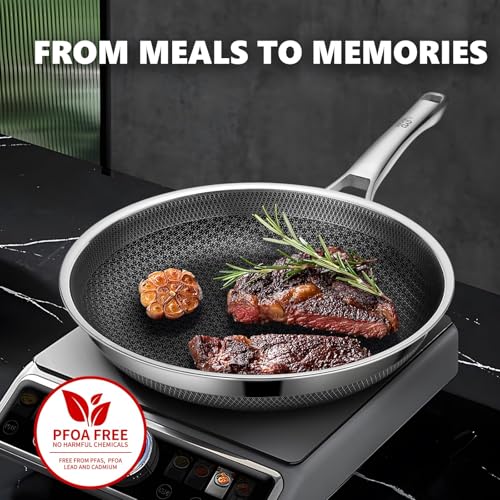 Image of OATOFP Non Stick Frying Pans 12 inch, Hybrid Frying Skillets Nonstick with Lid,non stick Stainless Steel Pans, Dishwasher and Oven-Safe Chef Pan, Induction Compatible Cooking Pan, PFOA Free Cookware