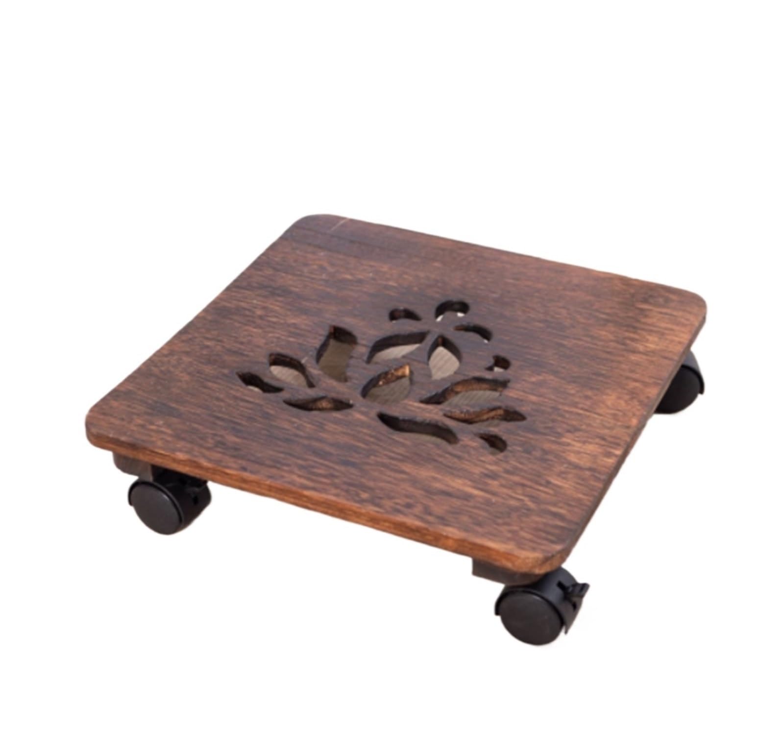 HPTHLY Pots Holders Wooden Plant Cart With Swivel Casters Movable Flower Pot Rack For Indoor And Outdoor Flower Pot Dolly (Square 33Cm)