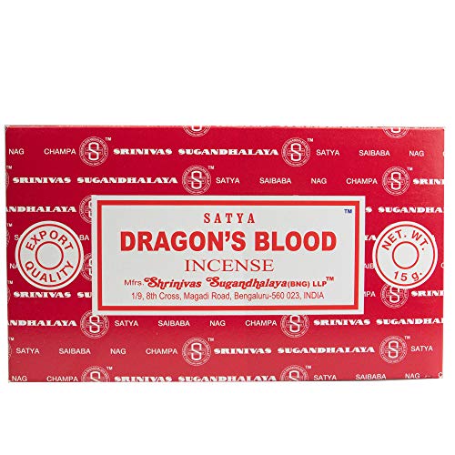 Satya, bastoncini di incenso Nag Champa, confezione da 12, 15 g, DRAGON'S BLOOD