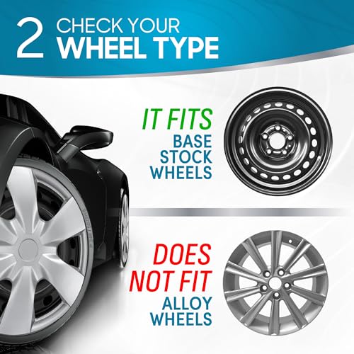 BDK Hubcaps OEM Style Replica Wheel Cover - 15\" Silver Durable ABS Easy Installation (Full 4 Piece Set)