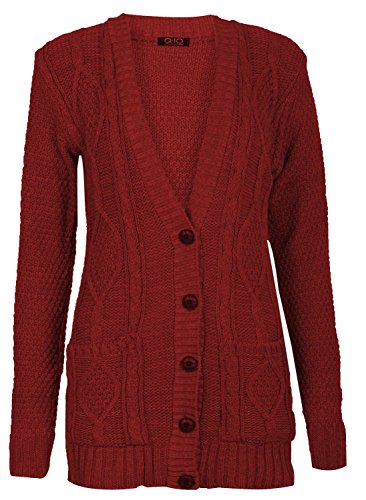 Image of Forever Womens Long Sleeves Plus Size Cable Knitted Grandad Button Cardigan