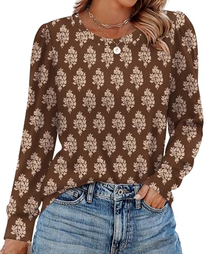 Alaroo Womens Long Sleeve Shirts 2025 Fall Tunic Tops Crewneck Blouses Print - Image 3