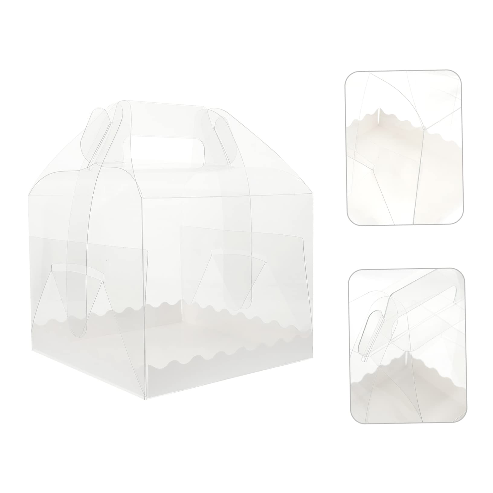 JECOMPRIS 10Pcs Transparent Cake Boxes Lightweight Plastic Cake Carrier for Bakeries and Home Use for Treats and Sweets Packing