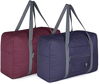 2 Pack Foldable Travel Duffel [[Bag]] for Airlines [Carry] on Weekender [Overnight] Hospital Tote Gym Duffel [[Bag]] with Toiletry [[Bag [Overnight] [[Bag For Women