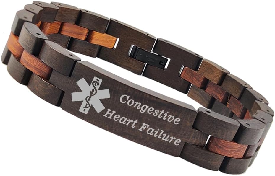 ZKXXJ Medical Wooden Bracelet with Custom Engraving,Natural Wood Nurse Doctor Gift Adjust Watch Chain Wristband Personalized Medical ID Bracelet for Healthcare Workers,Students & Patients