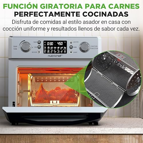 Nutrichef freidora aire, Air fryer, 26L, Horno, Electrico, 10 funciones automaticas, Incluye Bandeja recolectora, canasta para freír y rejilla para hornear - imagen 4