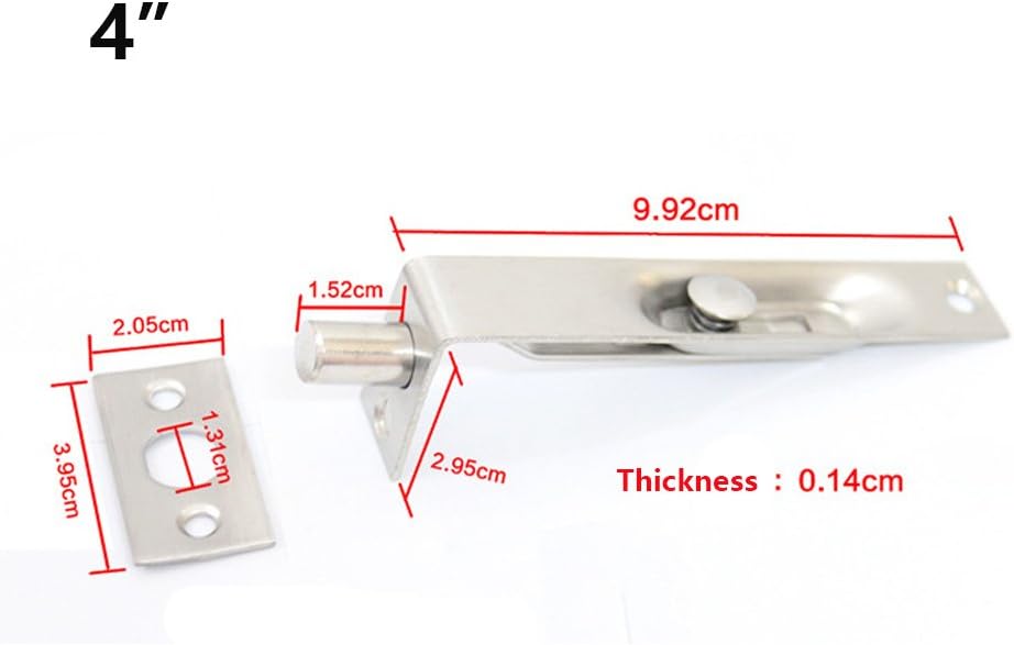 Stainless Steel Door Gate Flush Bolt Latch Lever Action Flush Slide Lock Bolt for Primary-Secondary Doors, Double-Open(4 Inch/Pack of 2)
