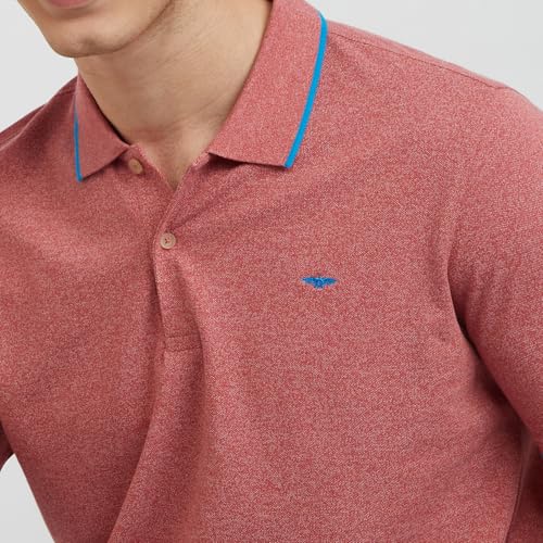 Image of Park Avenue Men's Cotton Polyester Blend Solid Pattern Slim Fit Rib Collar Polo Neck Half Sleeve Casual T-Shirt
