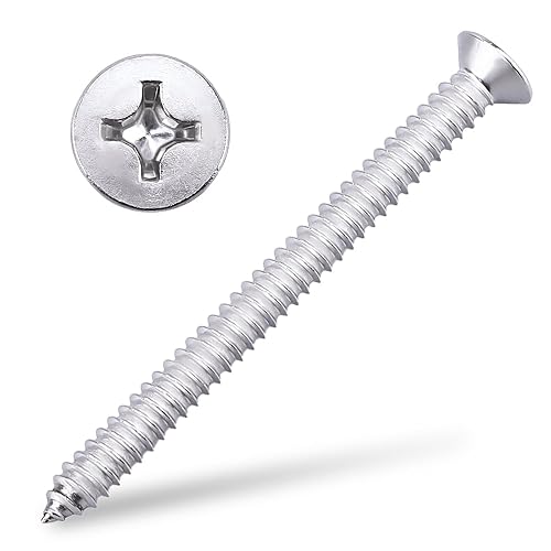 Miniatura 9 de Tornillos Phillips de cabeza plana #8 x 12 pulgadas, tornillos de madera de acero inoxidable 304 18-8, autoroscantes, paquete de 100