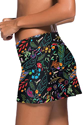 Image of REKITA Women Swim Skirt Solid Color Waistband Skort Bikini Bottom