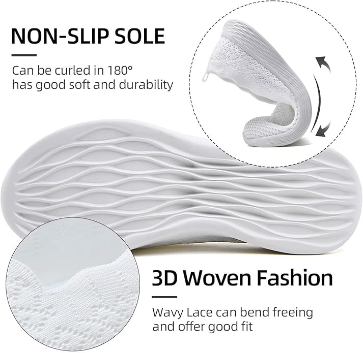 Image of Puxowe Women's Slip-On Walking Shoes | Lightweight Knit Sneakers with Memory Foam Insole, Breathable & Wide Fit Available for Daily Walking, Casual & Travel