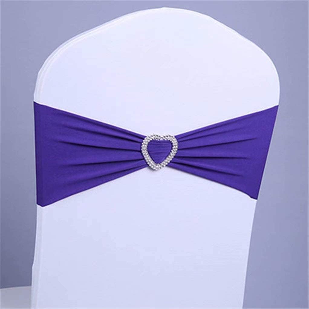 Wedding Chair Sashes Elastic Slider Bow Spandex Chair Cover Bands Party Chair Ribbons for Baby Shower Banquet Thanksgiving Decorations WF026-Dark Purple-25