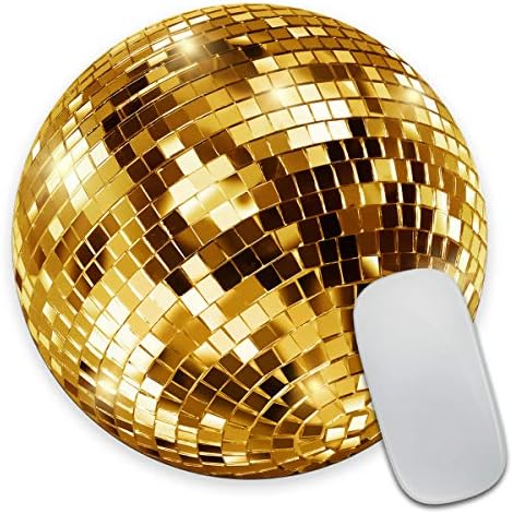 Smooffly Gold Disco Ball Round Mouse Pad Custom, Cute Mouse Pad, Sequin, Disco Coaster Circular for Computers Laptop image 4