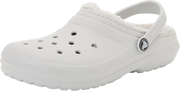Primer plano del forro interior de los zuecos Crocs Classic Lined Clog K, destacando su textura cálida.