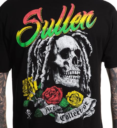Sullen Men's Rasta Skull Series Capsule Tattoo Lifestyle Graphic Premium Short Sleeve Tee Black3