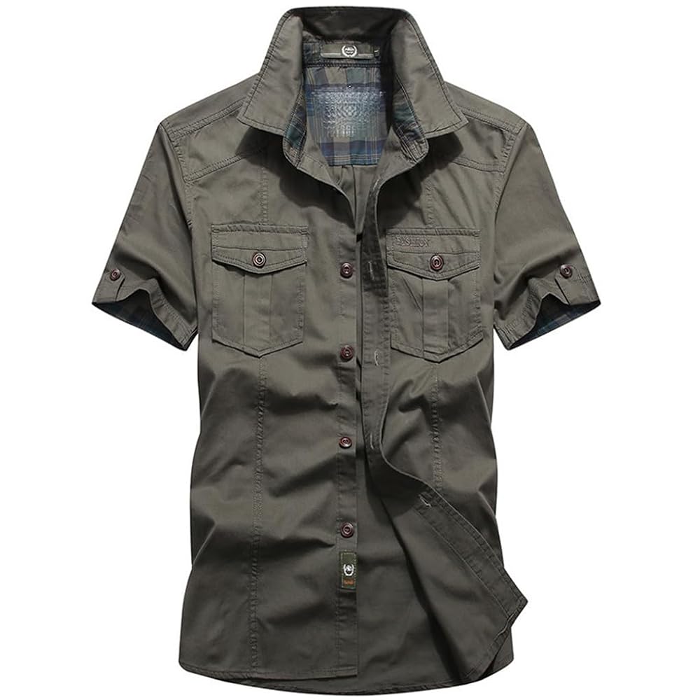 Amazon.com: Men's Tooling Shirts Cotton Short Sleeve