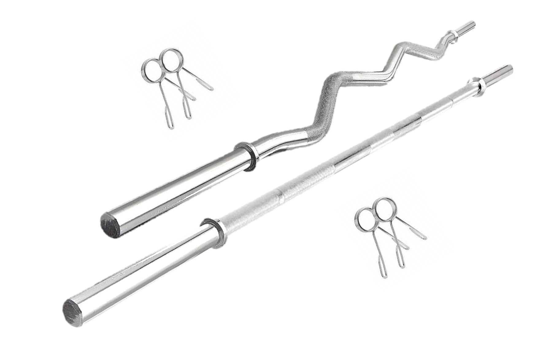 DREAM FIT Premium Solid Chrome Plated 3 feet Curl Rod and 5 feet Straight Rod (28mm thick) with 2 pairs of spring locks - barbell bar for home gym (3 feet curl and 5 feet straight rod)-image-48