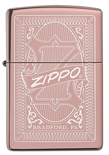 Encendedor de bolsillo Zippo diseño rosa dorado miniatura 3