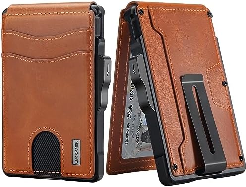 umoven Wallet for Men - with Money Clip Slim Leather Slots RFID Blocking Bifold Minimalist Wallet