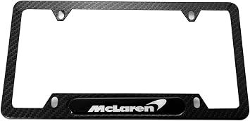 Carbon Fiber License Plate Frame Cover Stainless Steel Heavy Duty Black for Mclaren 1