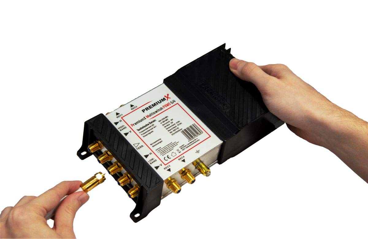 Premium X Multischalter Set 5/4 Multiswitch Quattro LNB 8X F-Stecker, Satverteiler 1 SAT für 4 Teilnehmer HDTV FullHD 4K UHD 8K