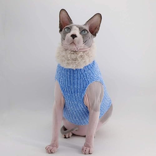 Miniatura 4 de Sphynx - Ropa de invierno cálido de piel sintética, abrigo de cuello alto para gatos, pijamas para gatos y perros pequeños, camisas sin pelo para